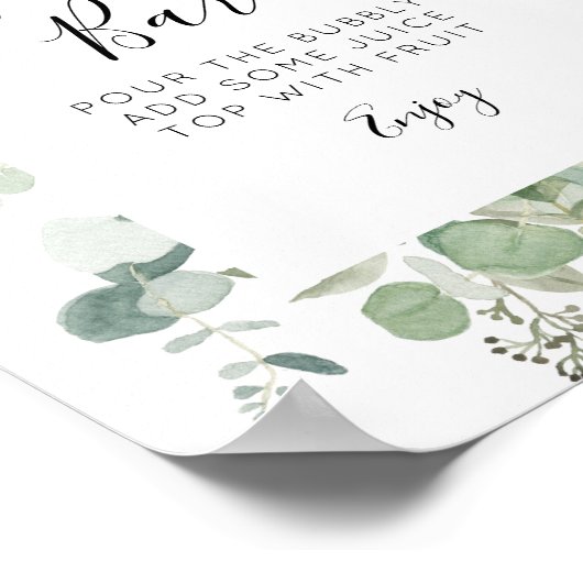 eucalyptusgroen mimosa bar bord poster (Hoek)
