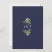Eucalyptusgroen Navyblauw Monogram Trouwdag Kaart (Achterkant)