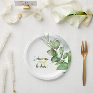 Eucalyptusgroen papier borden papieren bordje