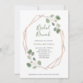 Eucalyptusgroen | Roos Gold Geo Bridal Brunch Kaart (Voorkant)