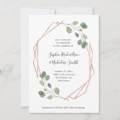 Eucalyptusgroen | Roos Gouden Geometrische bruilof Kaart (Voorkant)