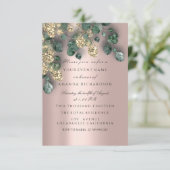 Eucalyptusgroen Rose Goud Glitter Folies Kaart (Staand voorkant)