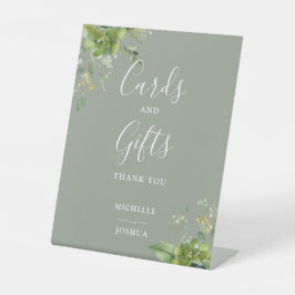 Eucalyptusgroen Salie Groene Kaarten En Cadeaus Reclamebord Met Voetstuk