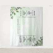 Eucalyptusgroen Succulente Trouwbooth Wandkleed (Voorkant)