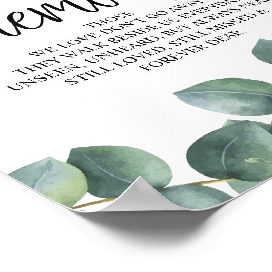 Eucalyptusgroen ter liefdevolle herinnering herden poster (Hoek)
