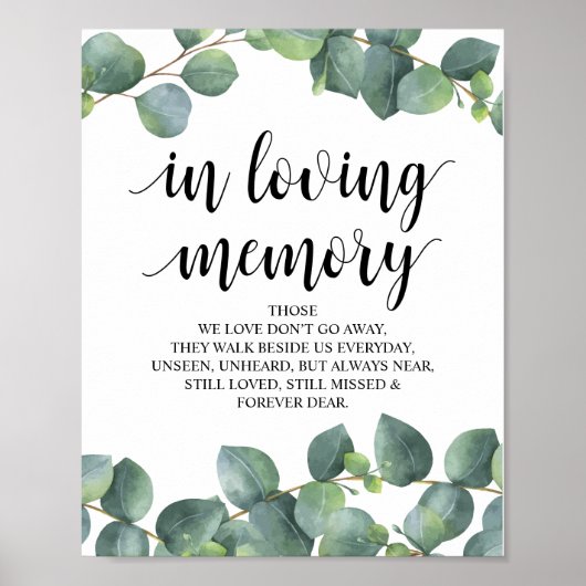 Eucalyptusgroen ter nagedachtenis aan herdenkingsb poster (Voorkant)