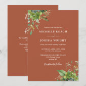 Eucalyptusgroen Terracotta QR-code Trouwkaart Kaart (Voorkant / Achterkant)