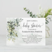 Eucalyptusgroen waterverf baby shower kaart (Staand voorkant)