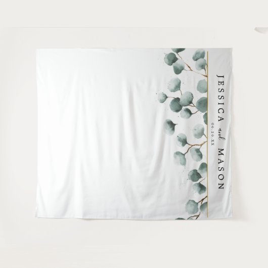 Eucalyptusgroene achtergrond fotobooth wandkleed (Voorkant (horizontaal))