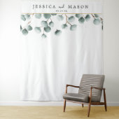 Eucalyptusgroene achtergrond fotobooth wandkleed (In situ)