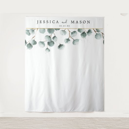 Eucalyptusgroene achtergrond fotobooth wandkleed (Voorkant)