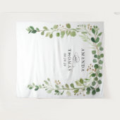 Eucalyptusgroene Bladeren Boog Trouw Achtergrond Wandkleed (Voorkant (horizontaal))