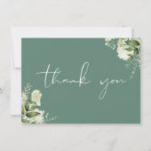 Eucalyptusgroene botanische groene elegant script bedankkaart (Voorkant)