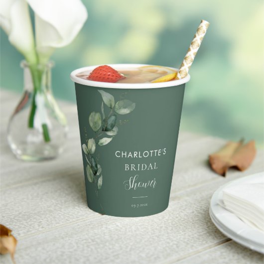 Eucalyptusgroene Bruilofts decoratie Papieren Bekers (Insitu)