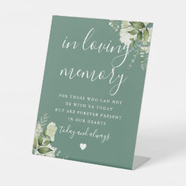Eucalyptusgroene 'In Loving Memory' groene bloemst Reclamebord Met Voetstuk