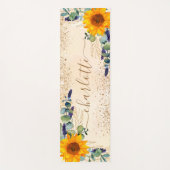 Eucalyptusgroene zonnebloemen glitter yogamat (Voorkant)