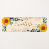 Eucalyptusgroene zonnebloemen glitter yogamat (Voorkant (horizontaal))