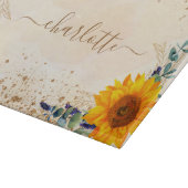 Eucalyptusgroene zonnebloemen roos goudglitter snijplank (Hoek)