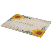 Eucalyptusgroene zonnebloemen roos goudglitter snijplank (Hoek)
