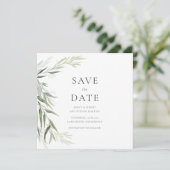 Eucalyptushars Groen Blad Save the Date Kaart (Staand voorkant)