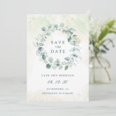 Eucalyptushulst Waterverf Krans Bruiloft Save The Date (Staand voorkant)