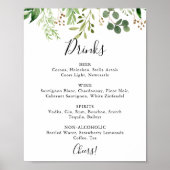 Eucalyptushuwelijk drankjesmenu bord met eenvoudig poster (Voorkant)