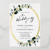 Eucalyptuskalligrafie Alles bij één weddenschap Folie Uitnodiging (Voorkant)