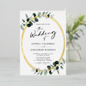 Eucalyptuskalligrafie Alles bij één weddenschap Folie Uitnodiging (Staand Voorkant)