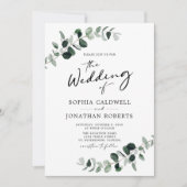 Eucalyptuskalligrafie Alles in één QR-code bruilof Kaart (Voorkant)