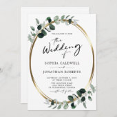 Eucalyptuskalligrafie Alles in één QR-code bruilof Kaart (Voorkant / Achterkant)