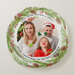 Eucalyptuskerstmis met bladerbes rond kussen