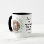 Eucalyptuskrans Amerikaanse Waterspaniël Monogram Mok (Voorkant links)