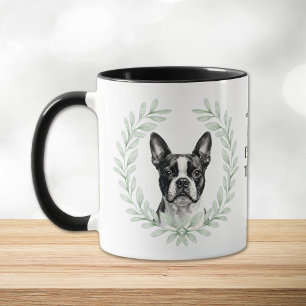Eucalyptuskrans Boston Terrier Hondenmonogram Mok