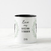 Eucalyptuskrans Boston Terrier Hondenmonogram Mok (Midden)