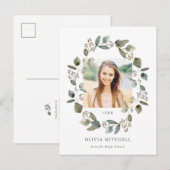 Eucalyptuskrans | Fotoafstudeerfeest Uitnodiging Briefkaart (Voorkant / Achterkant)