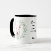 Eucalyptuskrans Witte Bull Terrier Honden Monogram Mok (Voorkant links)
