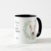 Eucalyptuskrans Witte Bull Terrier Honden Monogram Mok (Voorkant rechts)