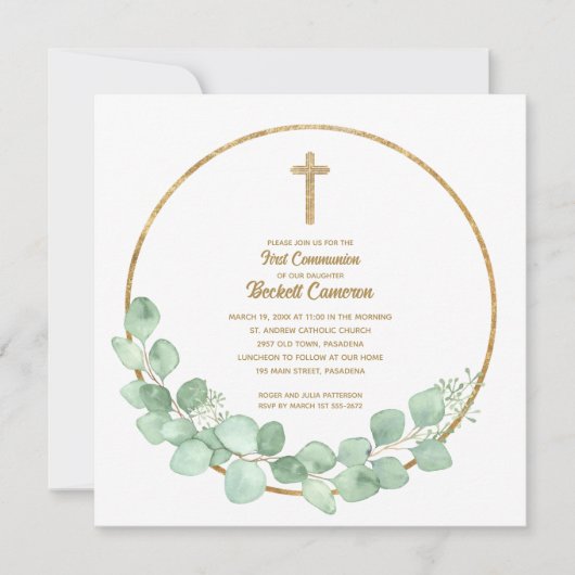 Eucalyptuskruis Eerste Communie Kaart (Voorkant)