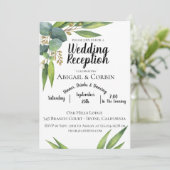 Eucalyptusloof Huwelijksreceptie Uitnodiging (Staand voorkant)