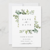 Eucalyptusloof Rechthoekige Frame Bewaar de Datum Save The Date (Voorkant)