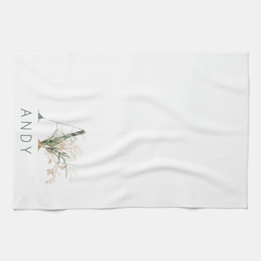 Eucalyptusmonogram voor Eucalyptus (aangepast goud Theedoek (Horizontaal)