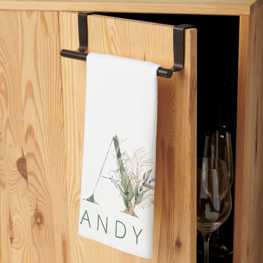 Eucalyptusmonogram voor Eucalyptus (aangepast goud Theedoek (Derde Gevouwen)