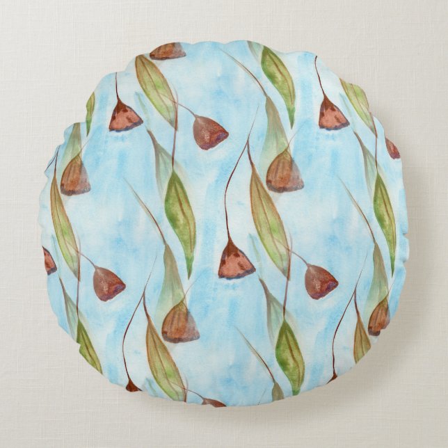 Eucalyptusnoten en -bladeren rond kussen (Voorkant)