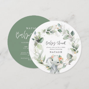 eucalyptusolifant schattig groen baby shower invit kaart