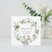 eucalyptusolifant schattig groen baby shower kaart (Staand voorkant)