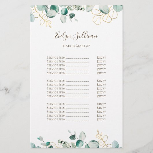 Eucalyptusprijslijst Flyer (Voorkant)