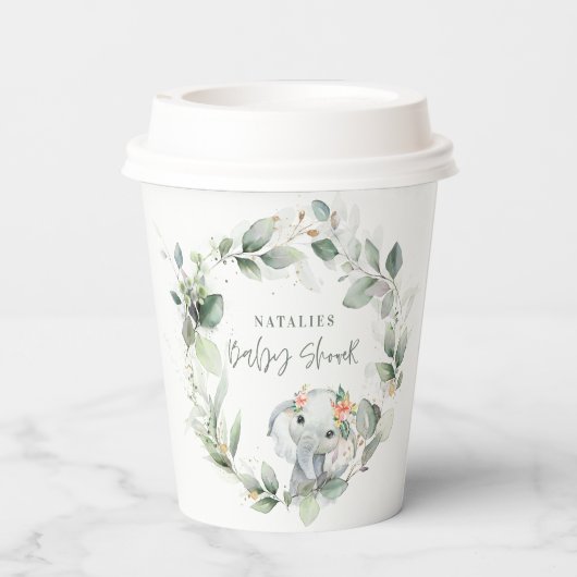 eucalyptussage - groen baby shower van schattige o papieren bekers (Achterkant)