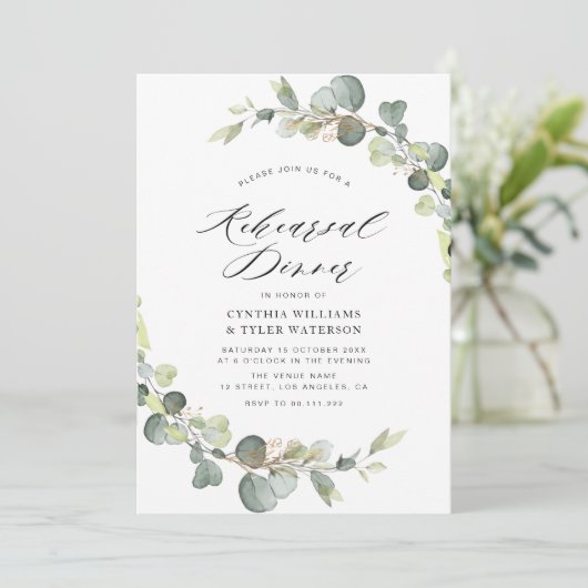 eucalyptussage groene repetitie - uitnodiging voor (Staand voorkant)