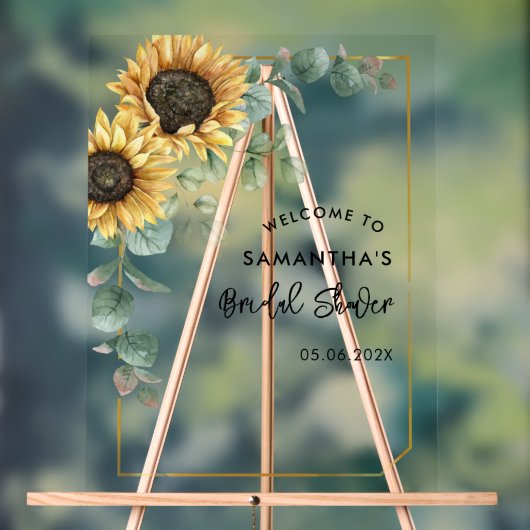 Eucalyptusscript voor zonnebloemen - Welkom, Vrijg Acryl Bord (Neutraal)