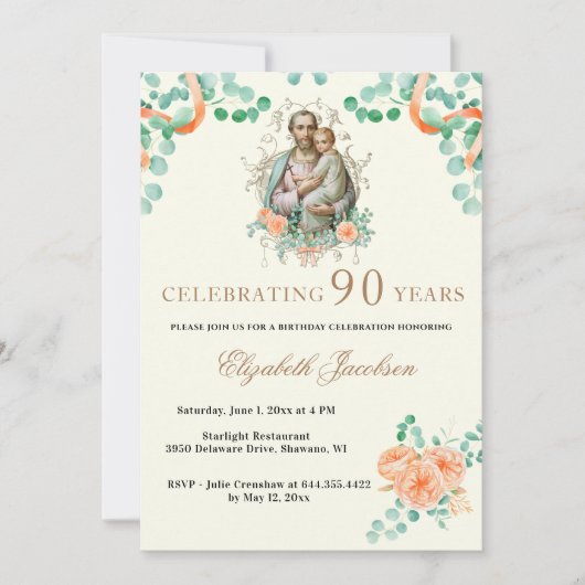 Eucalyptusscriptie Religieuze verjaardag Rosary in Kaart (Voorkant)